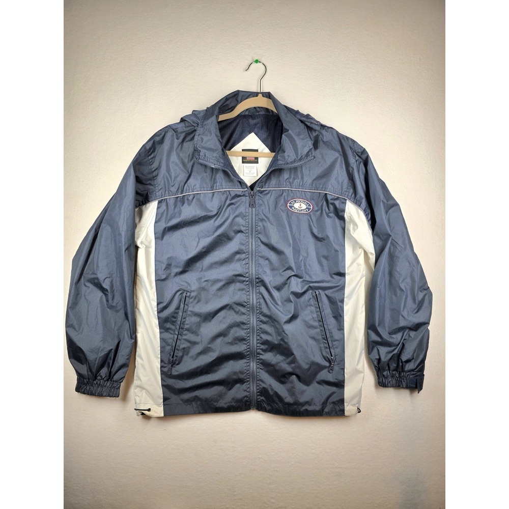 St. Michaels Maryland Windbreaker Jacket Men's Medium Navy Blue Full Zip Hooded